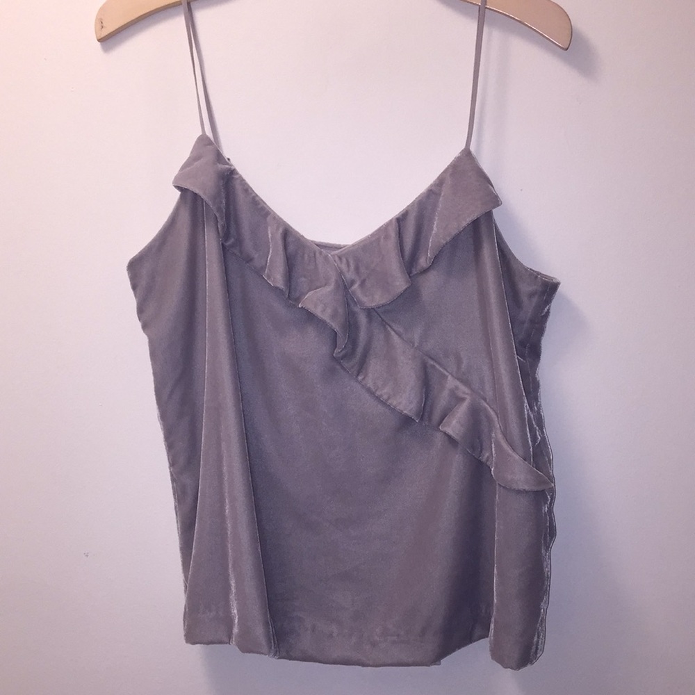 Women's Ruffle Velvet Camisole Top - Taupe